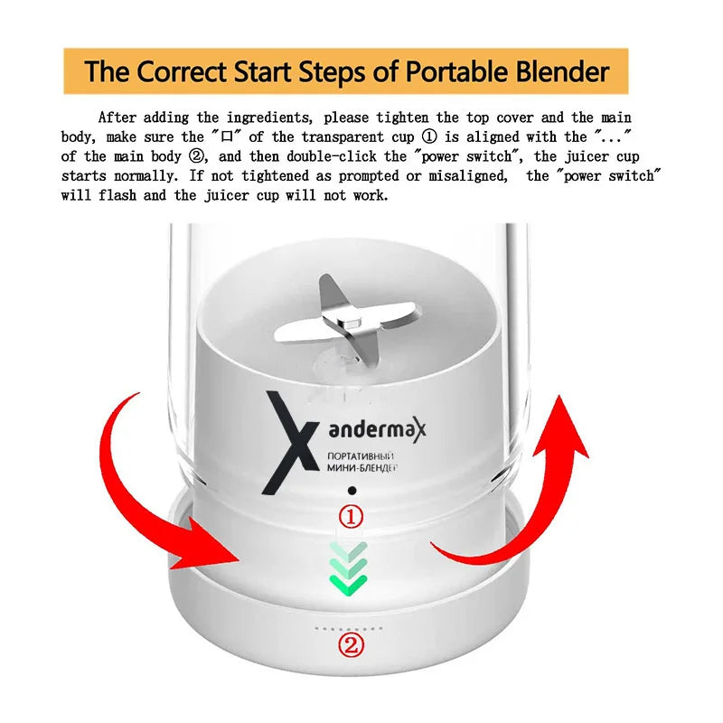 Mini Portable Blender 350ml – USB Rechargeable Juicer Cup