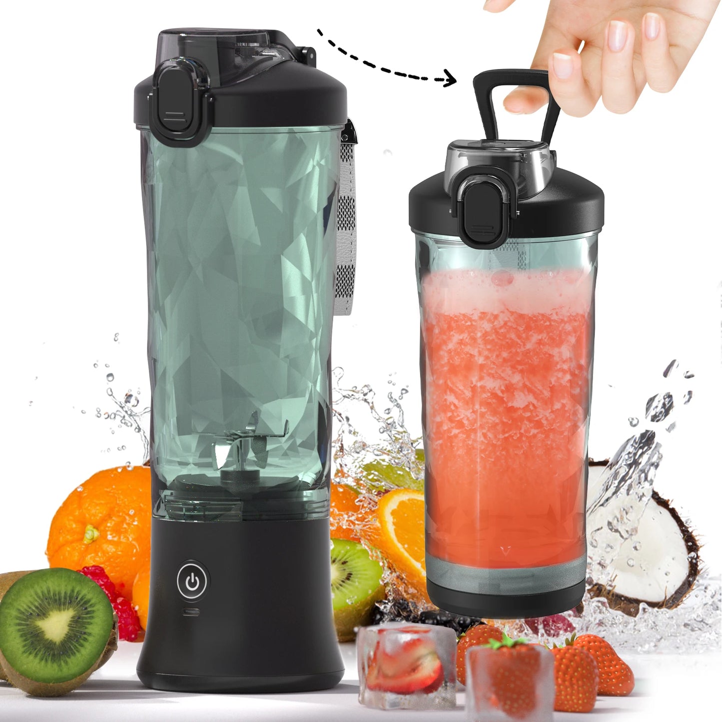 600ml Portable Blender – 4000mAh USB Rechargeable Smoothie & Juice Maker